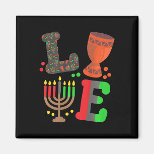 Love Happy Kwanzaa African Map Kinara Candles Men Magnet