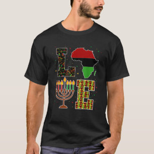 LOVE Happy Kwanzaa Decorations Africa Map Kinara C T-Shirt