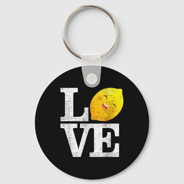Love Happy Lemon Fresh Summer Lemons Lemonade  Key Ring (Front)