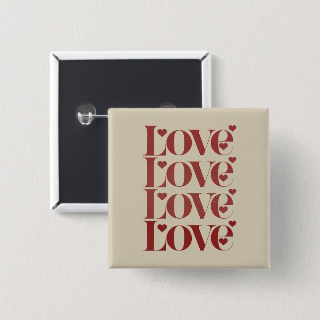 Love Happy Valentine's Day Valentine Couple  15 Cm Square Badge (Front & Back)