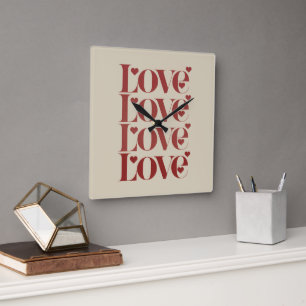 Love Happy Valentine's Day Valentine Couple Square Wall Clock