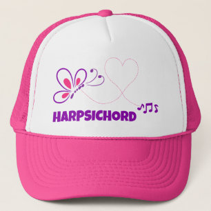 Love Harpsichord Pink Purple Butterfly Heart Trucker Hat