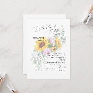 Love has Bloomed Sunflower Peony Bridal Shower Inv Invitation