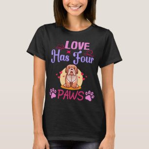 Love Has Four Paws Valentine's Day Bulldog Couple T-Shirt