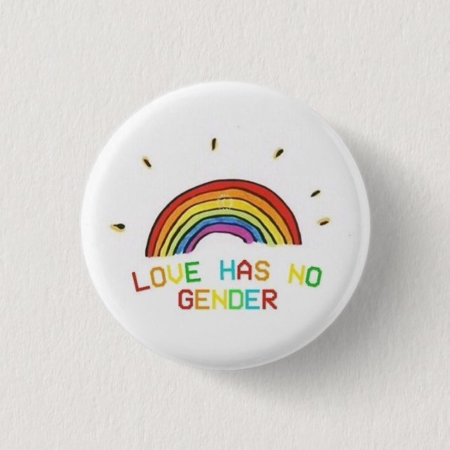 love has no gender lgbt gay pride flag feminist 3 cm round badge (Front)