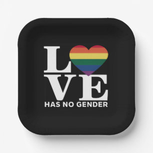 Love Has No Gender LGBTQ Rainbow Pride Month Paper Plate