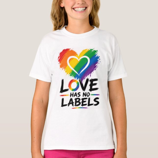 Love Has No Labels – Rainbow Heart Pride Design T-Shirt (Front)