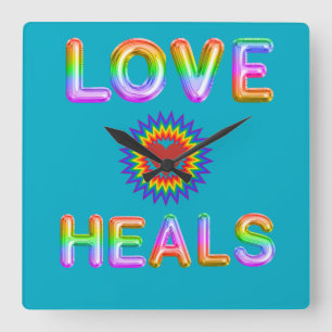 Love heals square wall clock
