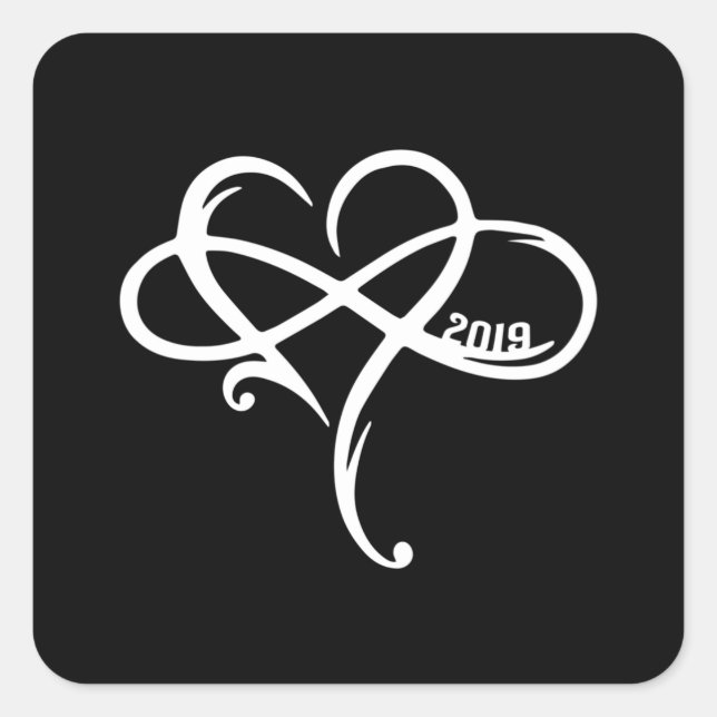 Love Heart 2019 Valentine's Day Romantic Gift Idea Square Sticker (Front)