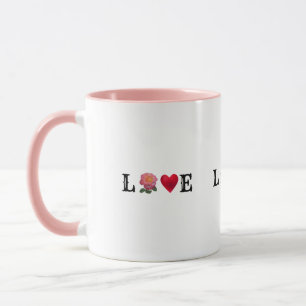 Love Heart and Rose Flower Mug