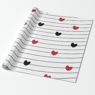 Love Heart and Stripes Pattern Wrapping Paper