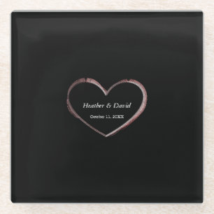 Love Heart Attractive Charming Wedding Glass Coaster