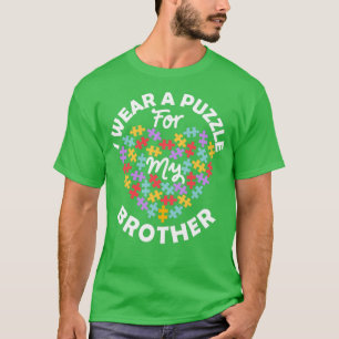 Love Heart Autism Awareness I Wear A Puzzle Brothe T-Shirt