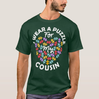 Love Heart Autism Awareness I Wear A Puzzle Cousin T-Shirt