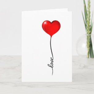 Love Heart Balloon Valentines Card