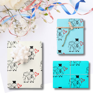 Love Heart Balloon Wedding Wrapping Paper Sheet
