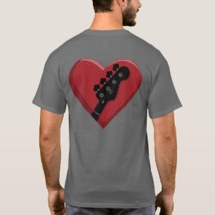 Love Heart Bass Guitar w Amp Grill Music T-Shirt