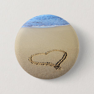 Love Heart Beach 6 Cm Round Badge