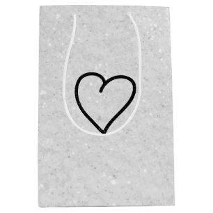 Love Heart Black Glitter Valentine's Medium Gift B Bag