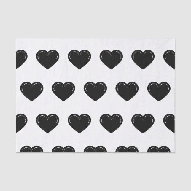 Love Heart Black Valentine's Tissue Paper (Front)