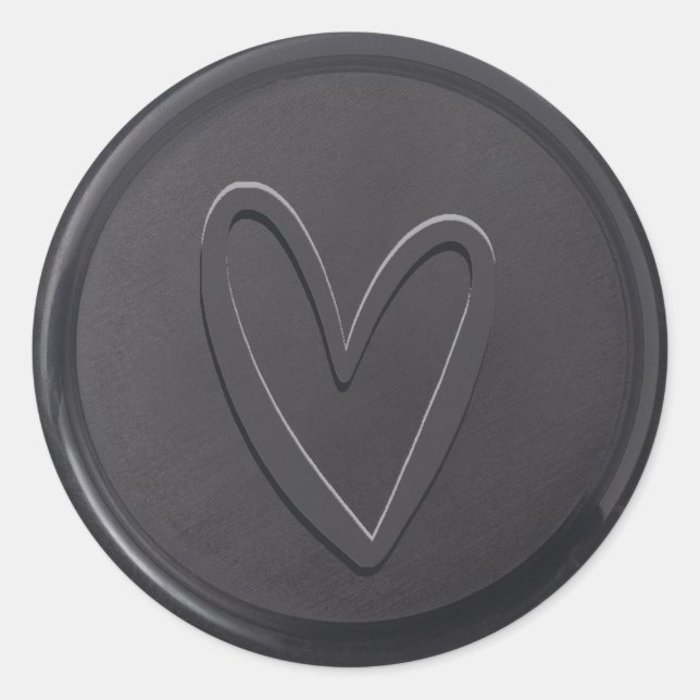Love Heart Black Wax Seal Sticker (Front)