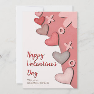 Love Heart Bold Script Terracotta Pink Valentine's Holiday Card