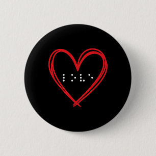 Love Heart Braille Alphabet Braille Language Brail 6 Cm Round Badge