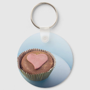 love heart cake key ring