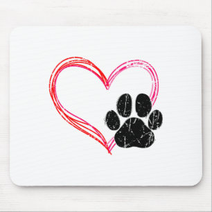 Love Heart Cat Dog Paw Print, Pet Gifts For Valent Mouse Pad