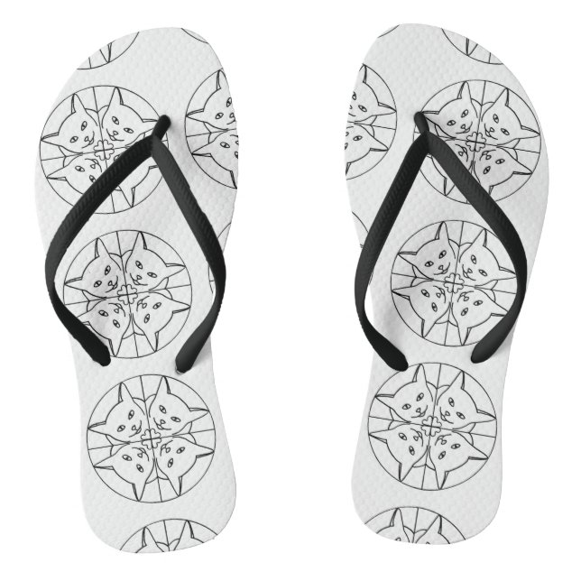 Love Heart Cats Kaleidoscope Flipflops (Footbed)