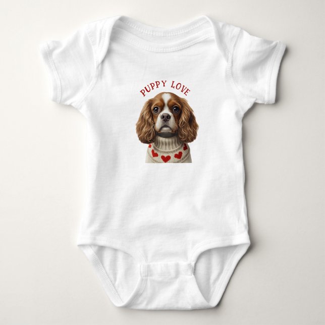 LOVE HEART CAVALIER BABY BODYSUIT (Front)
