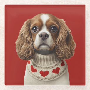 Love Heart cavalier Glass Coaster