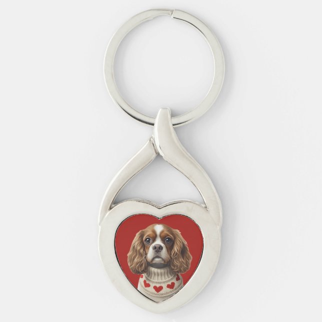 Love Heart cavalier Key Ring (Front)