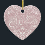 Love Heart Ceramic Tree Decoration<br><div class="desc">pink lace look love heart</div>