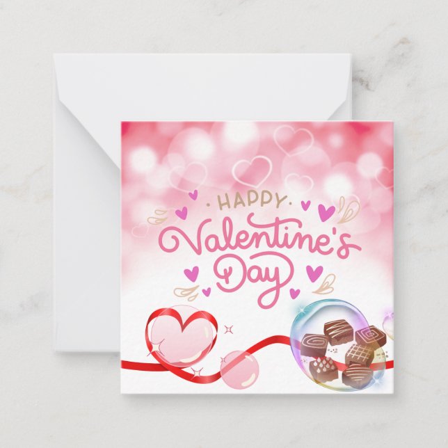 Love Heart & Chocolate Happy Valentine's Day Card (Front)