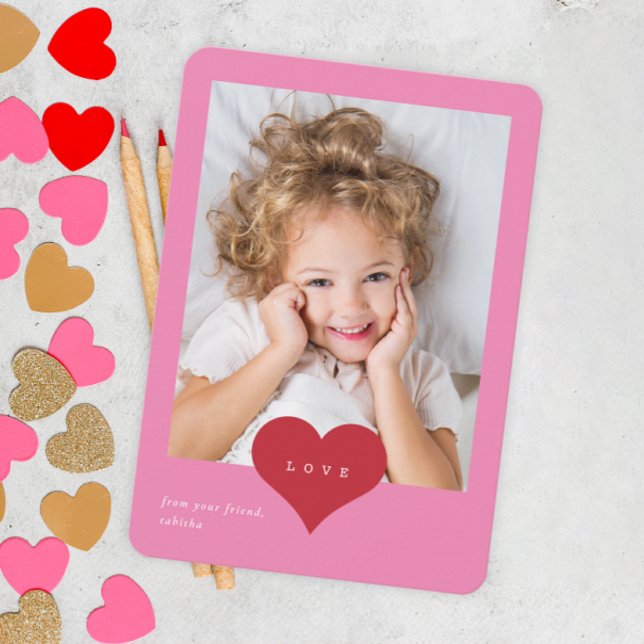 Love Heart Classroom Photo Valentines Day Thank Yo Thank You Card (Creator Uploaded)