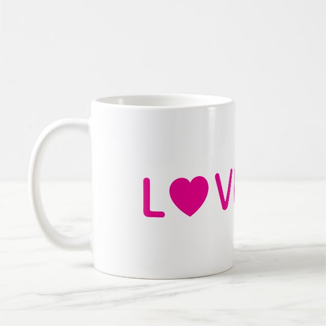 Love Heart Coffee Mug | Cute Pink Gift (Left)