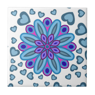LOVE HEART COLOURFULL CERAMIC TILE