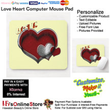 Love Heart Computer Mouse Pad Yellow Background