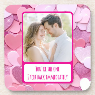 Love Heart Confetti I Text Back Coaster