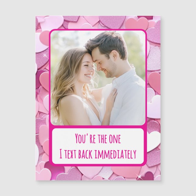 Love Heart Confetti Text Back Magnetic Card (Front)