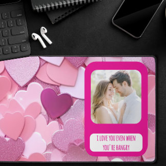 Love Heart Confetti When You're Hangry Desk Mat