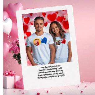 Love Heart  Couple Photo Message Valentines Card 