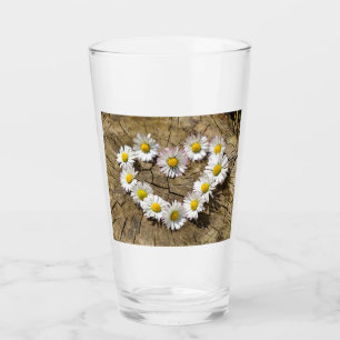 Love Heart Daisies Glass