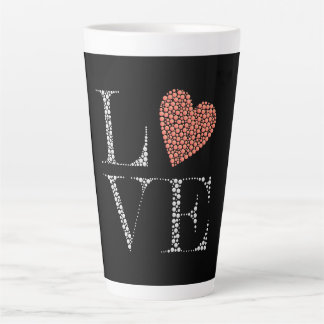 Love Heart Design – Red Gradient Heart on Black Latte Mug