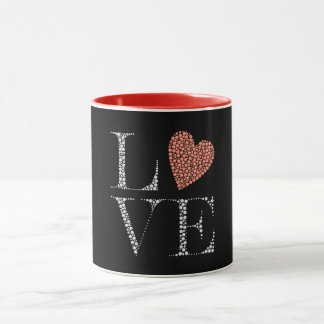 Love Heart Design – Red Gradient Heart on Black Mug