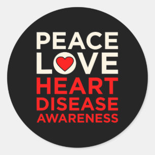 Love Heart Disease Awareness Survivor Graphic Classic Round Sticker