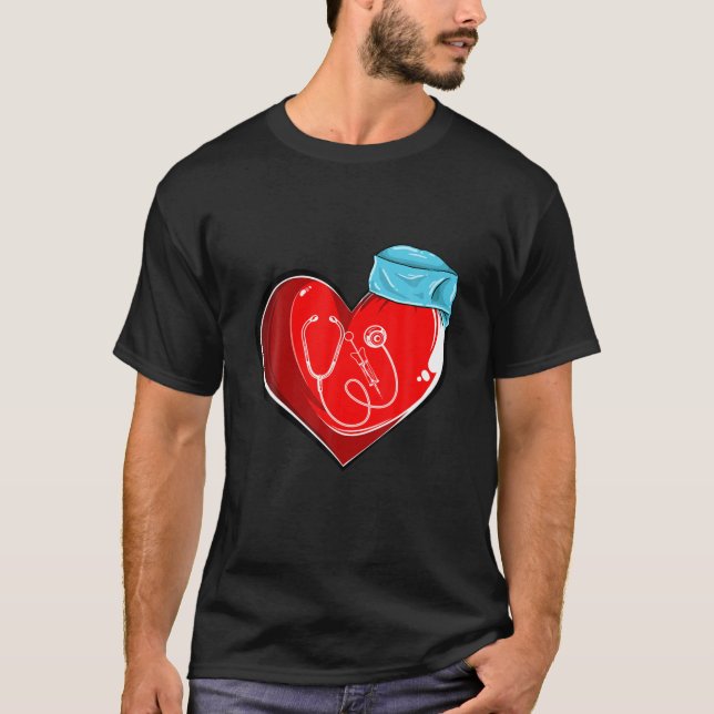 Love Heart Doctor Valentines Day Funny Jobs Men Wo T-Shirt (Front)