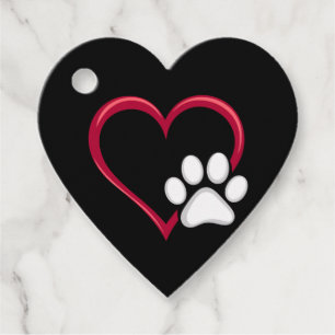 Love Heart Dog Paw Valentine's Day Dog Lover Favour Tags