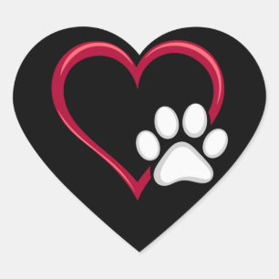 Love Heart Dog Paw Valentine's Day Dog Lover Sticker